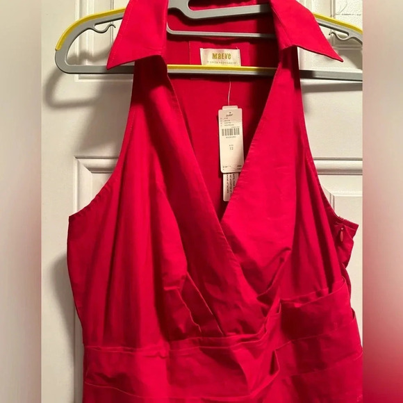 Maeve Anthropologie Red Asymmetrical Wrap Shirt Dress 12 NWT - Picture 7 of 7